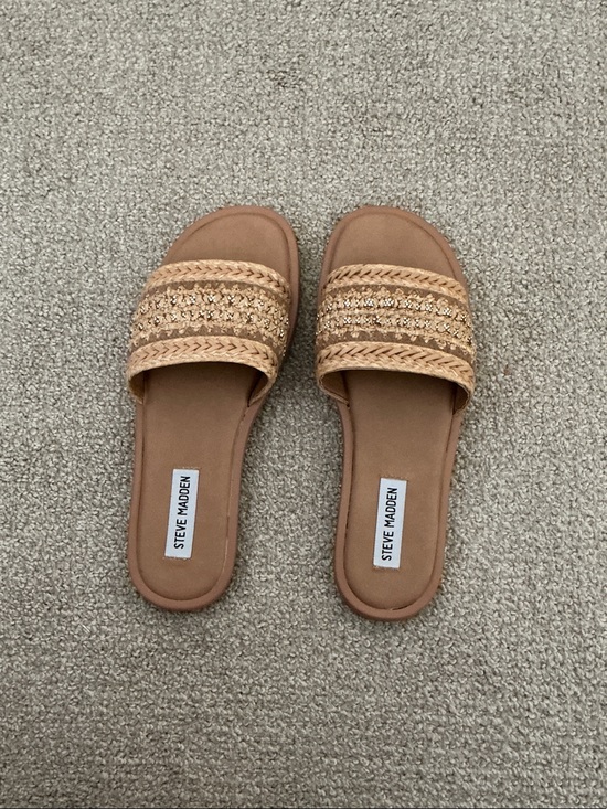 Steve Madden Shoes - Steve Madden Tan Braided Slide Sandals